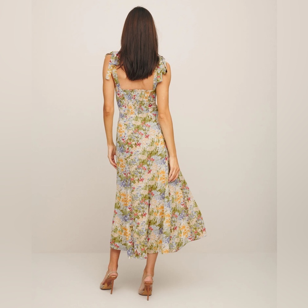 NEW Reformation Nadira Midi  Dress in Countryside Green Yellow Floral | size 6 - Picture 3 of 13